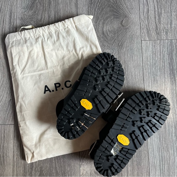 A.P.C x Sacai Black Leather Sandals